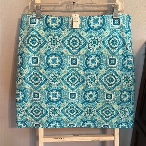 NWT Talbot’s Petite Patterned Blue Skirt Size 12P